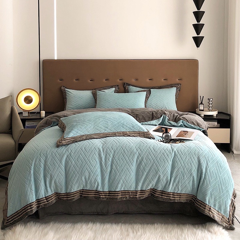 Bộ chăn ga nỉ Hlhome bedding dệt hình thoi siêu mịn