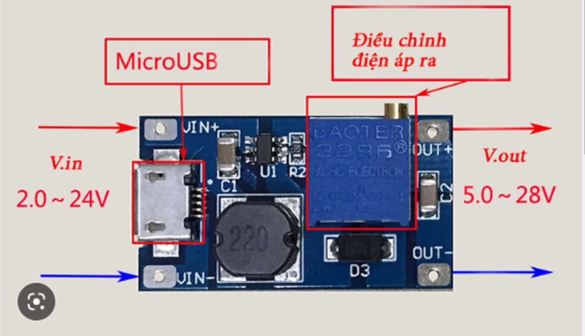 Mạch tăng áp Mini MT3608 DC-DC 2A - 1688s.vn