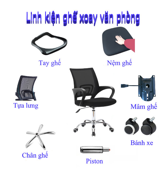 HCM GYM19 -  Phụ kiện ghế văn phòng  - không phải cả ghế - Ghế lưới văn phòng chân xoay Mẫu B01 siêu rẻ và bền