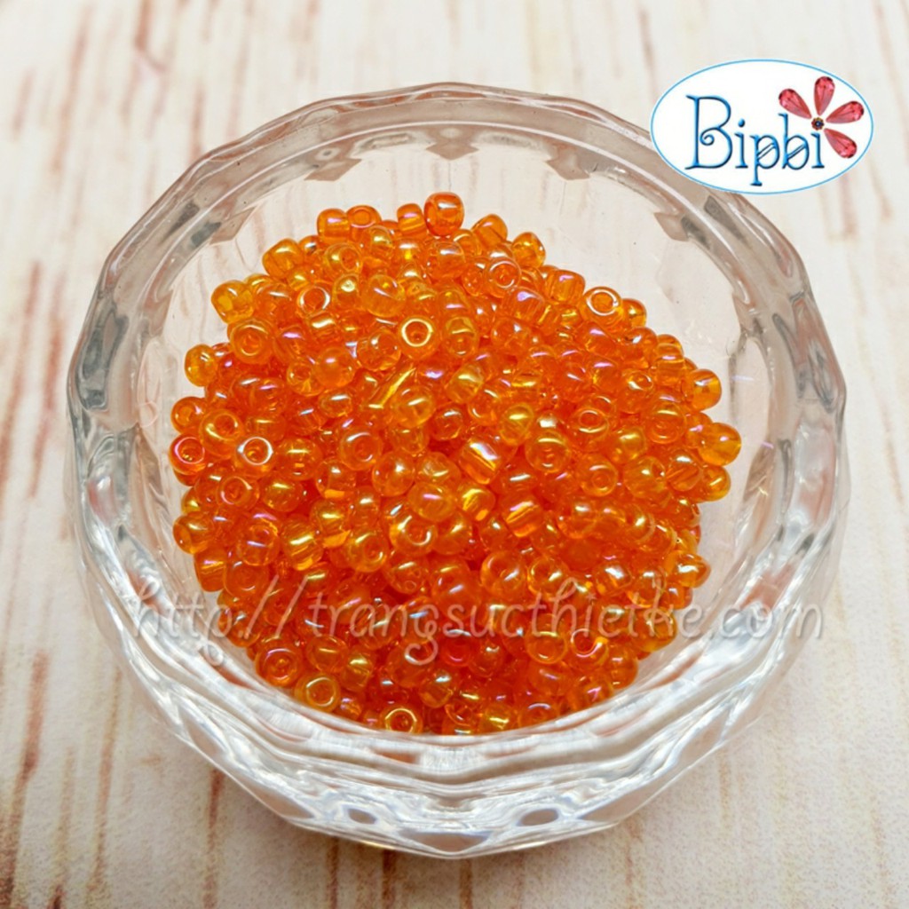 1000 hạt cườm TQ loại AAA màu cam xà cừ