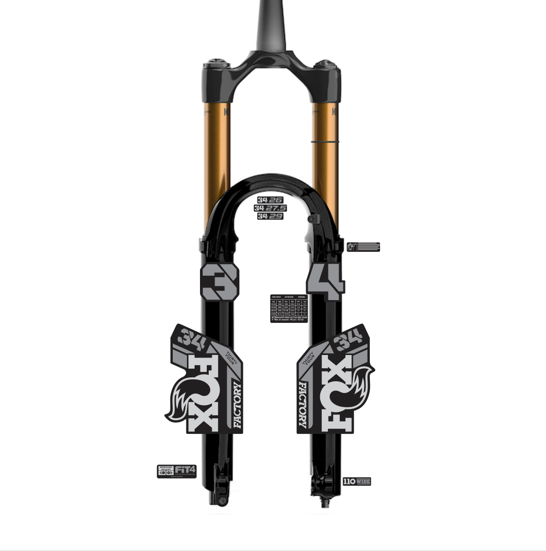 tem decal dán phuộc xe đạp địa hình Fox kashima  34 2022 | cheetahdecals.com