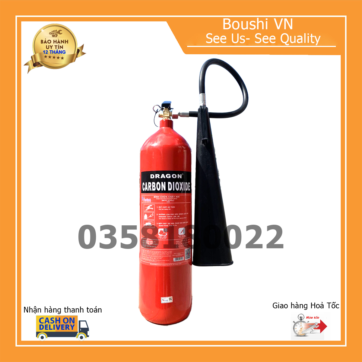 Bình chữa cháy 5KG CO2 MT5 có kiểm định Dragon