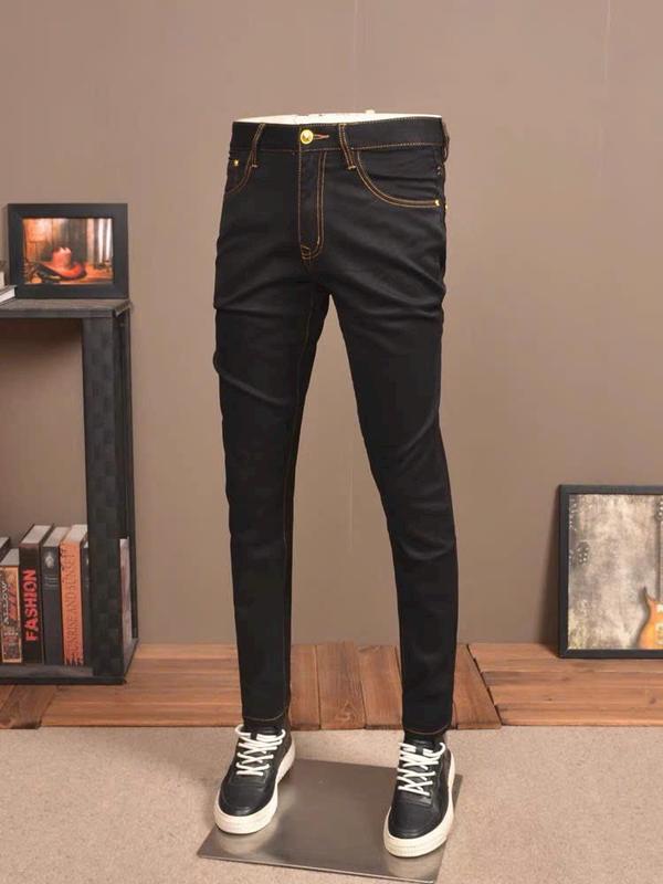 Quần jean nam cao cấp jean co dãn 2 màu đen xanh chất jean dày đẹp