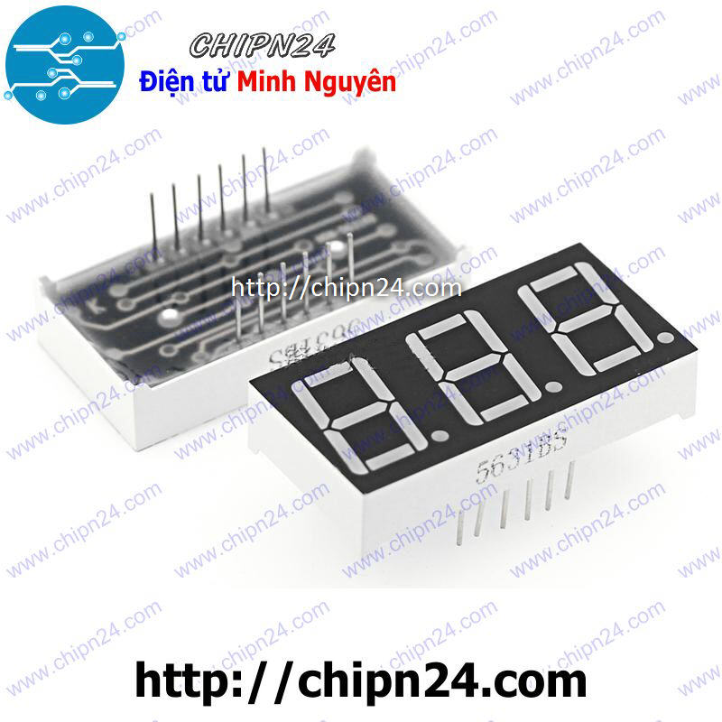 [1 con] (F23) Led 7 Đoạn 0.56 inch 3 Số Anot chung (Sáng Đỏ)