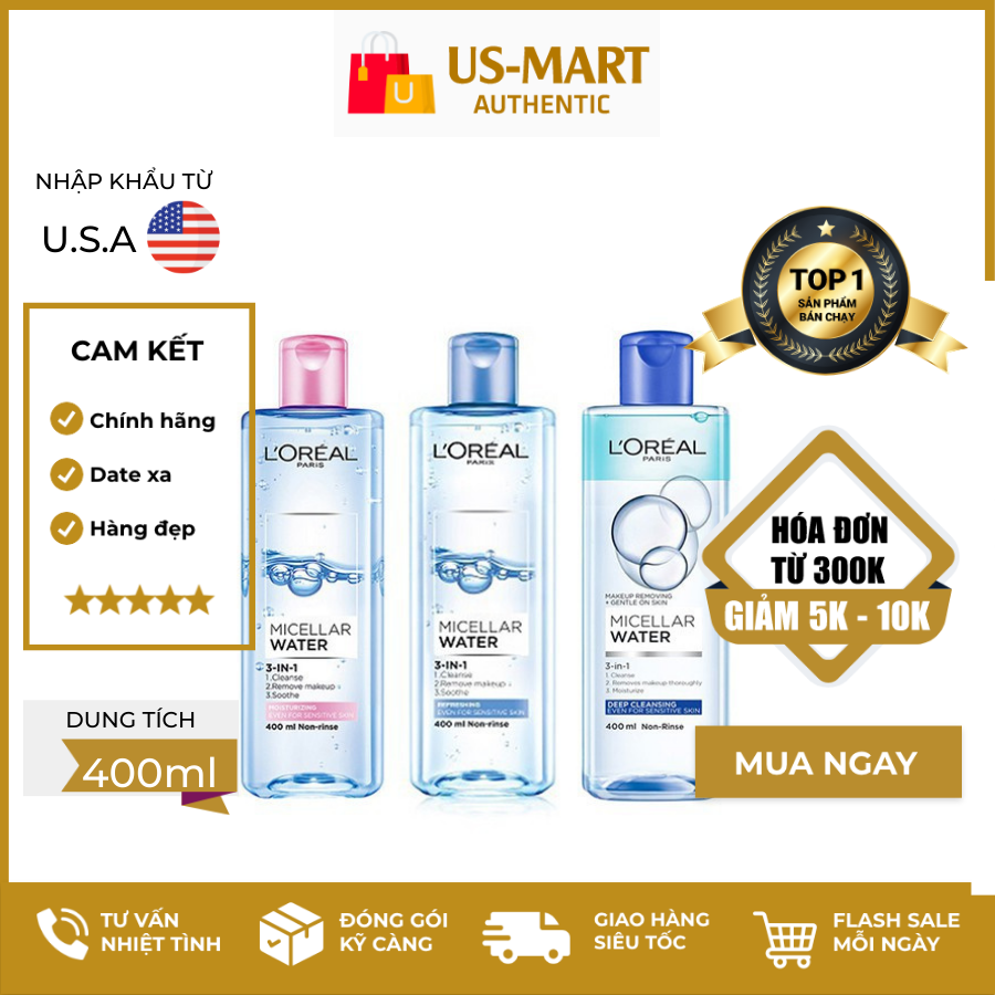 [HCM]Nước Tẩy Trang Loreal Micellar Water 3 In 1