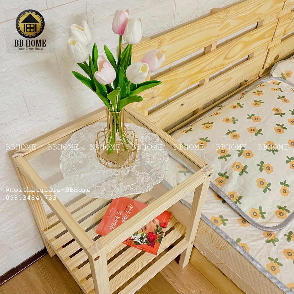 Kệ tab đầu giường BBHome - tab gỗ/kính