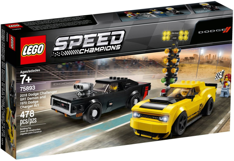 Lego Speed Champions 75893 - Bộ xếp hình Lego Xe đua 2018 Dodge Challenger  SRT Demon và 1970 Dodge Charger R/T 