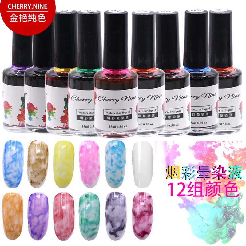 Set cồn loang cherry 12 chai trang trí móng