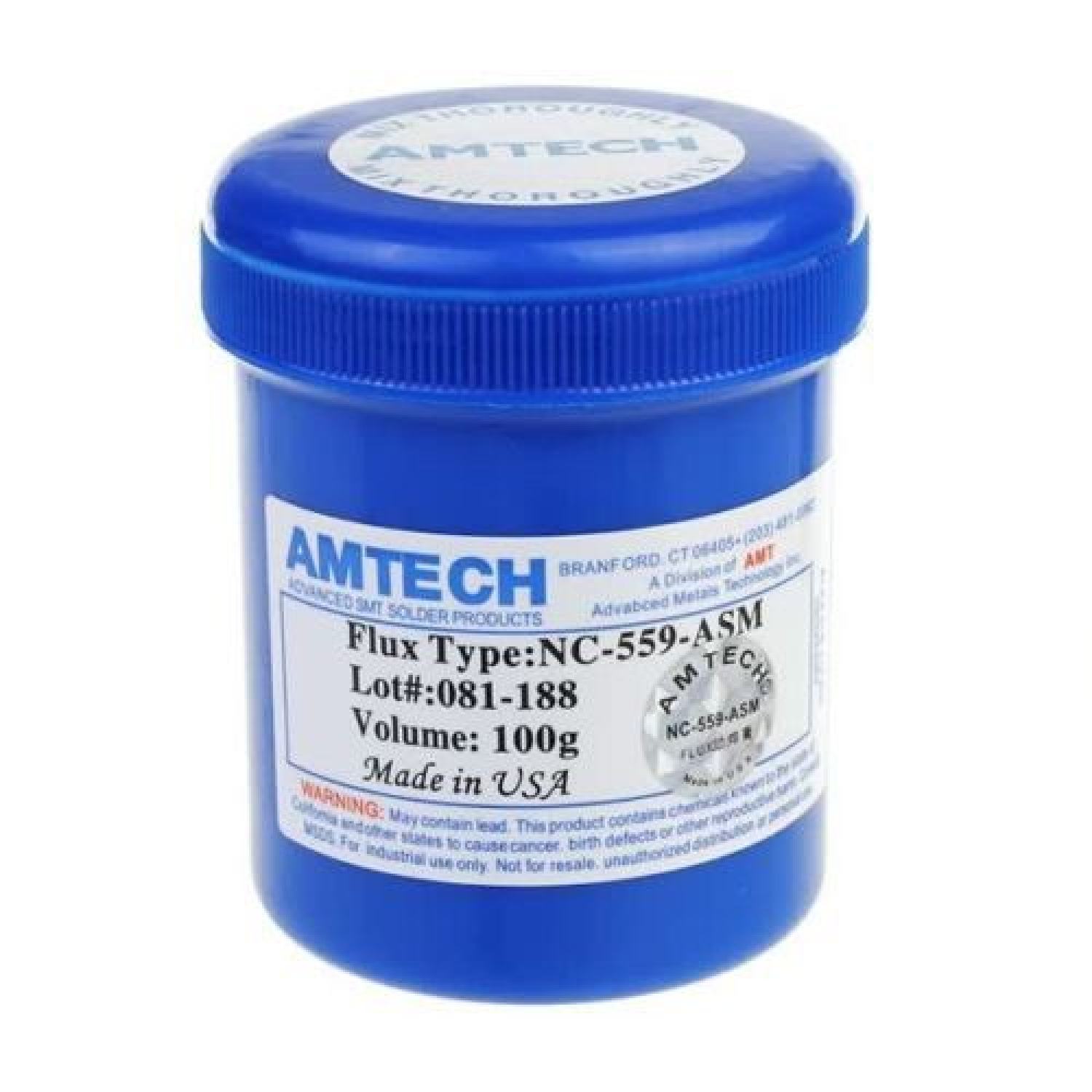 Mỡ hàn Amtech NC-559-ASM (hộp xanh nhạt/trắng/xanh thẫm) lọ 100g chuyên dụng