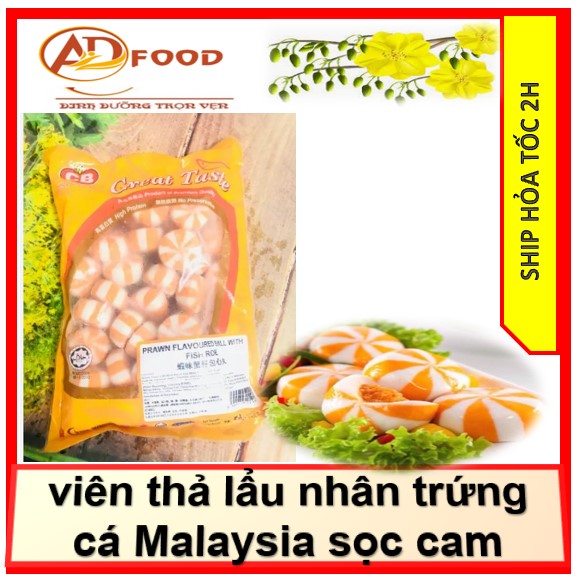 viên thả lẩu nhân trứng cá Malaysia sọc cam gói 1kg