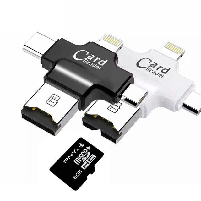 Đầu đọc thẻ nhớ micro sd tf cho android iphone 7 6s 8 plus 4in1 siêu tiện dụng