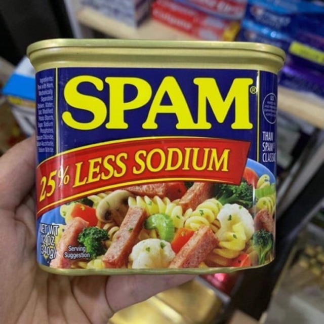 [CHUẨN MỸ] THỊT HỘP SPAM 25% LESS SODIUM 340Gr (Ít Mặn)