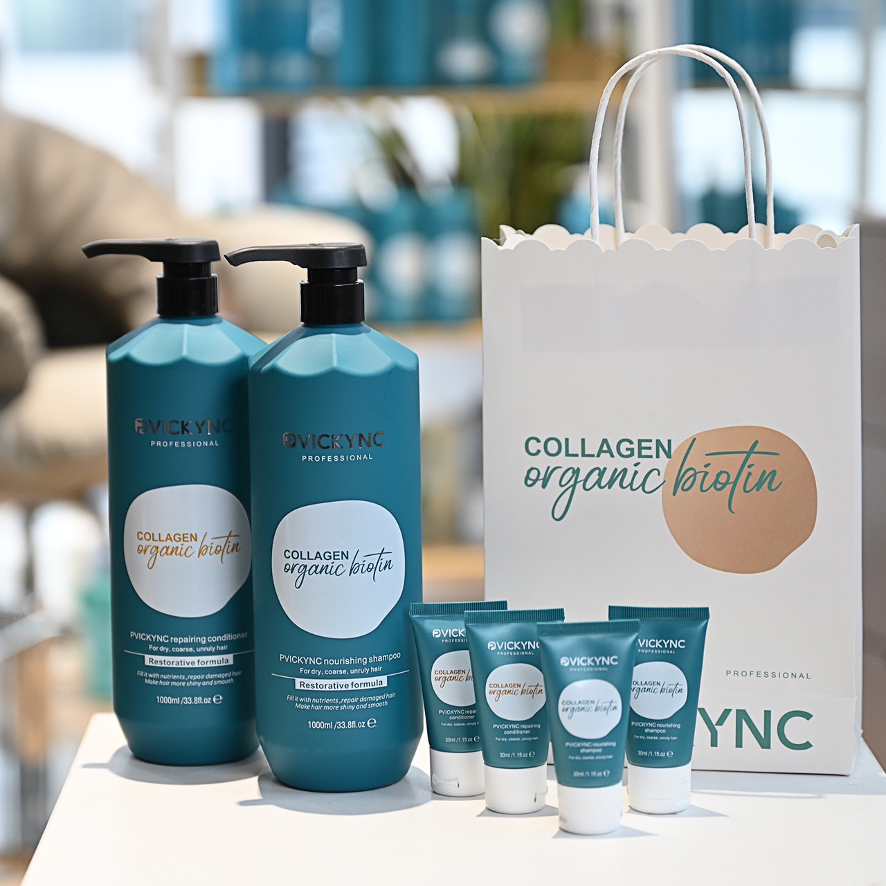 Bộ Gội Xả Collagen Organic Biotin Pvickync 1000ml