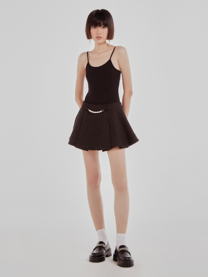 COCO SIN - Váy Mini Tweed Đen Phối Pearl