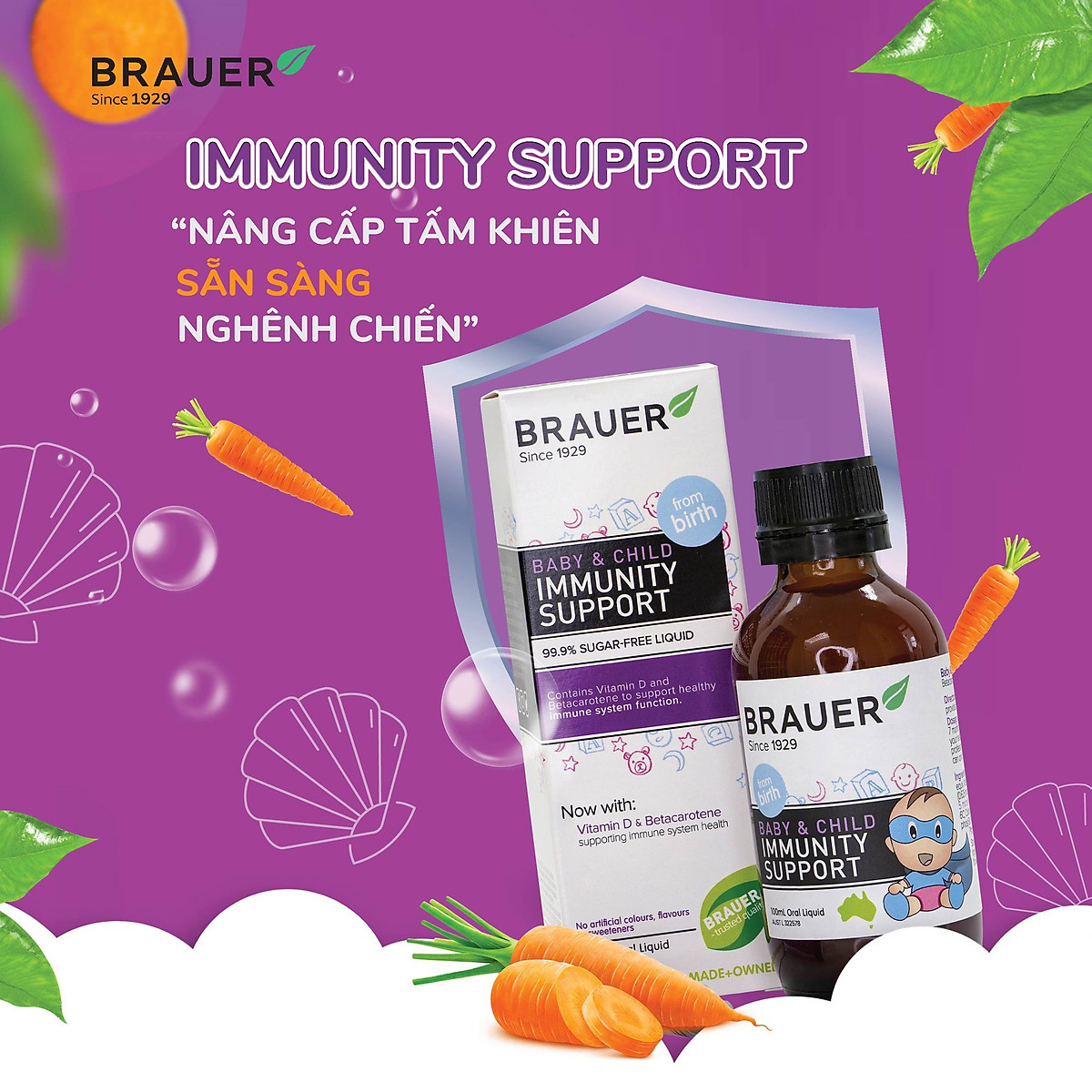 Siro tăng đề kháng Brauer Immunity Support 100ml của Úc