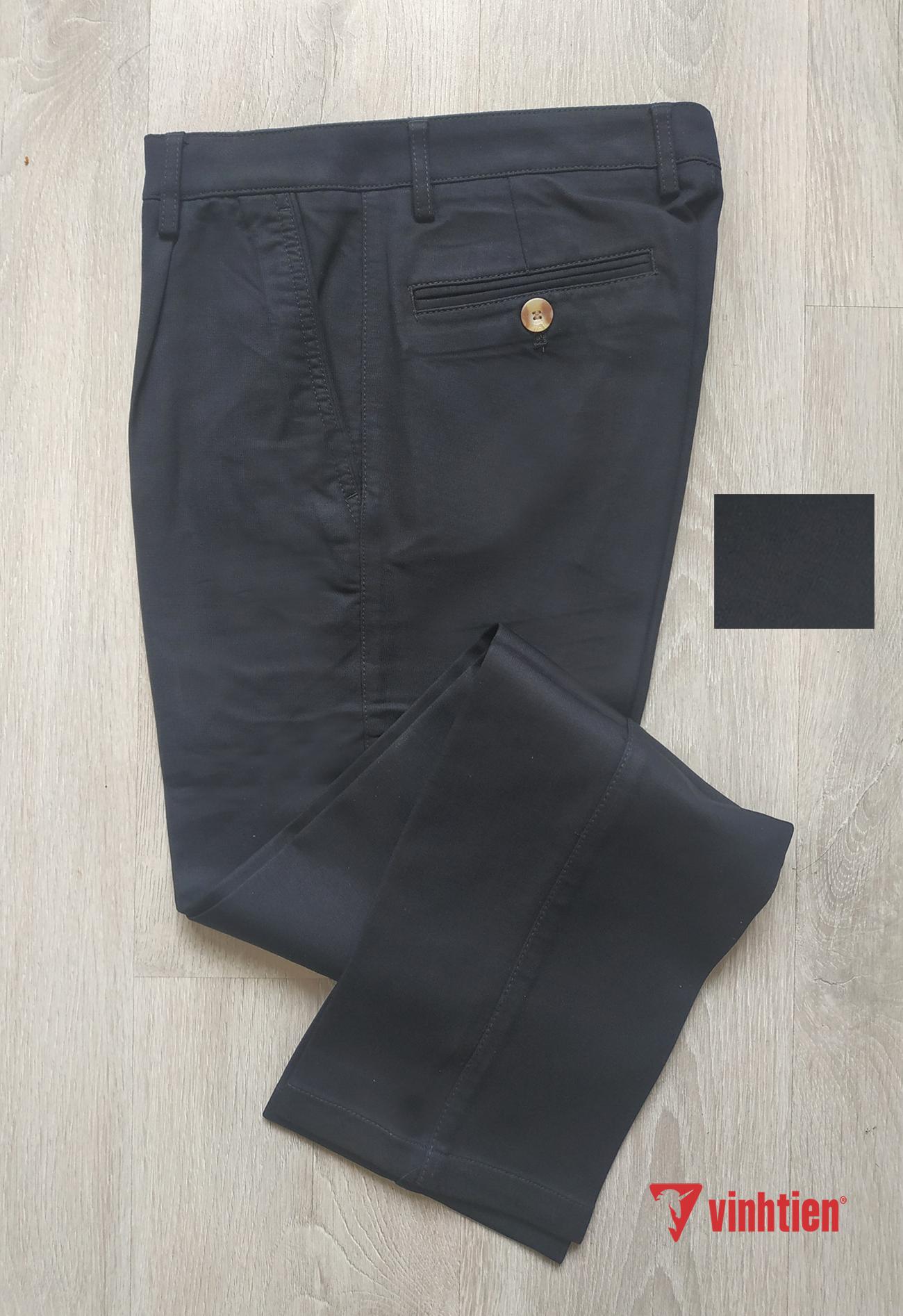 Quần Kaki 1 Ly Trung Niên Vĩnh Tiến Cotton Màu Xanh Đen