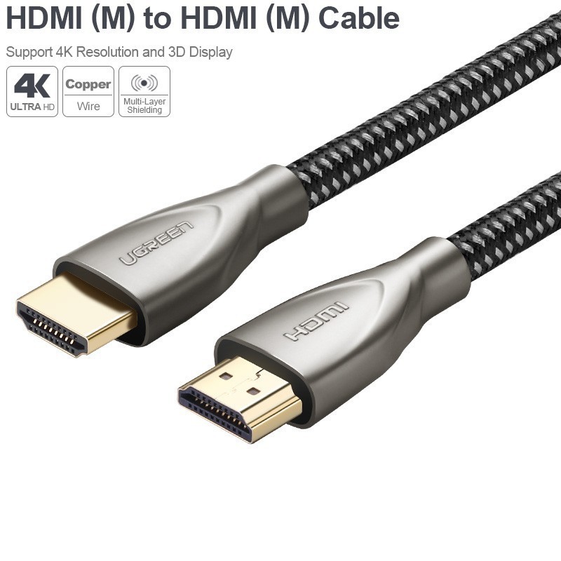 Cáp hdmi 2.0 carbon chuẩn 4k@60mhz dài 1m ugreen hd131 50106