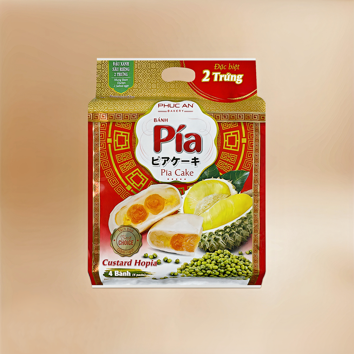 Bánh Pía Premium Big Size 2 trứng muối ( Đậu Xanh - Sầu Riêng - Trứng Muối )