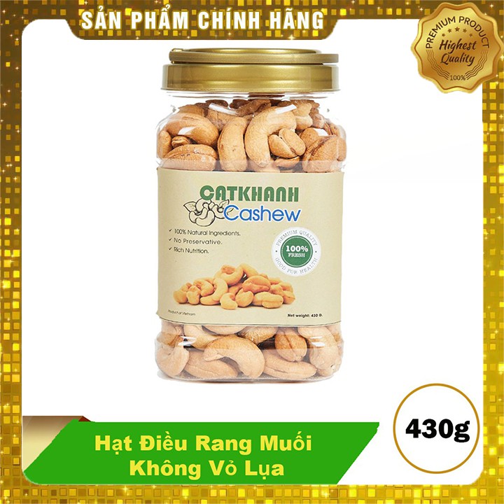 Hạt điều rang muối không vỏ lụa Cát Khánh 430gr