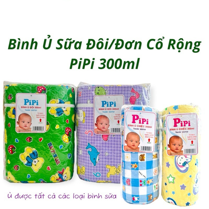 Ủ Bình sữa cổ rộng cổ hẹp ruột nhựa cho bé PIPI 120ml 300ml