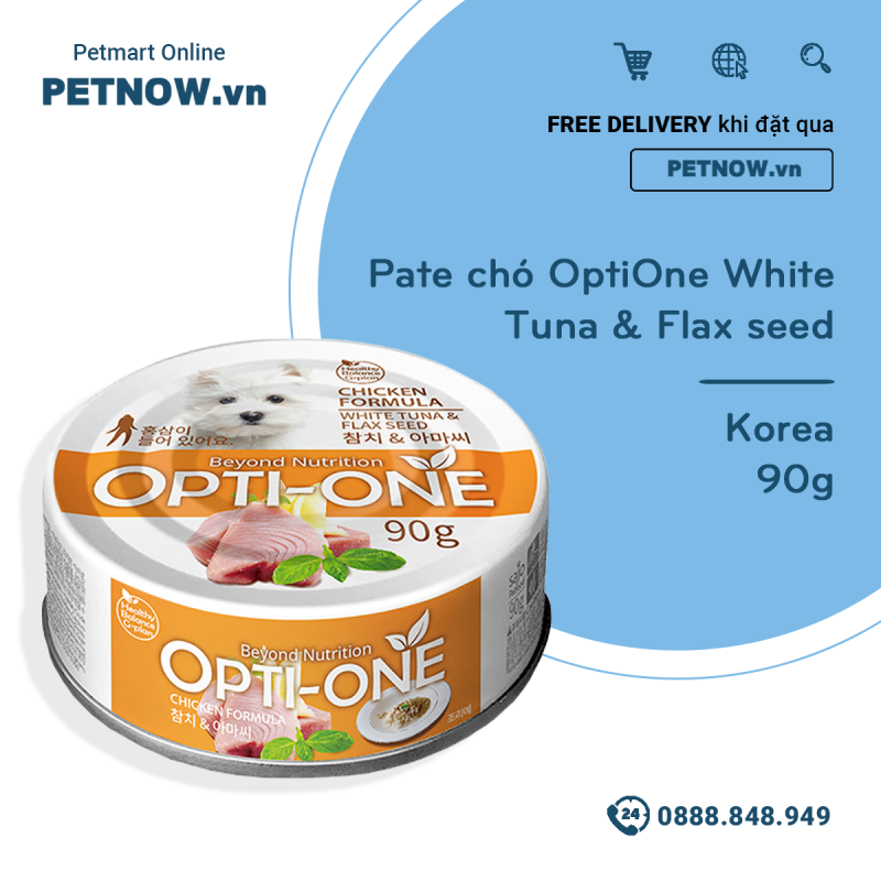 Pate chó OptiOne White Tuna & Flax seed 90g - Korea