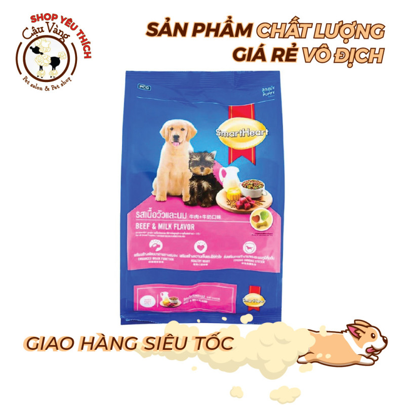 Hạt SmartHeart Puppy Thơm ngon bổ dưỡng cho chó con vị bò & sữa  400 gr