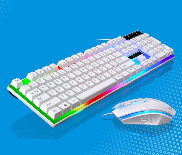 Bộ bàn phím giả cơ và chuột game dành cho game thủ XKHCM  G21 led đa màu (Trắng)