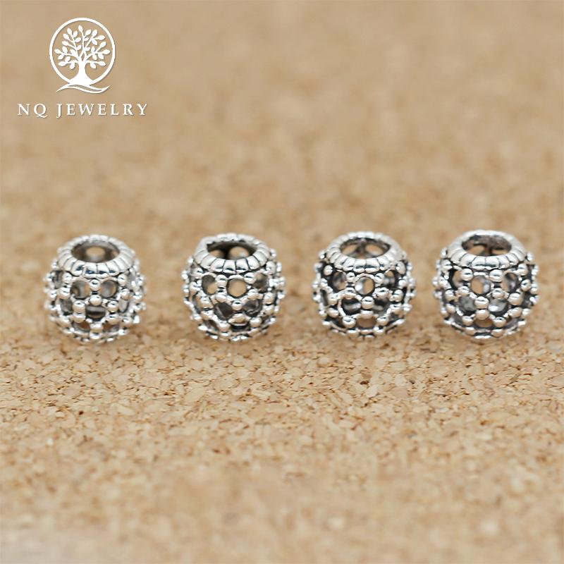 Charm bạc xỏ ngang hình hoa văn - NQ Jewelry