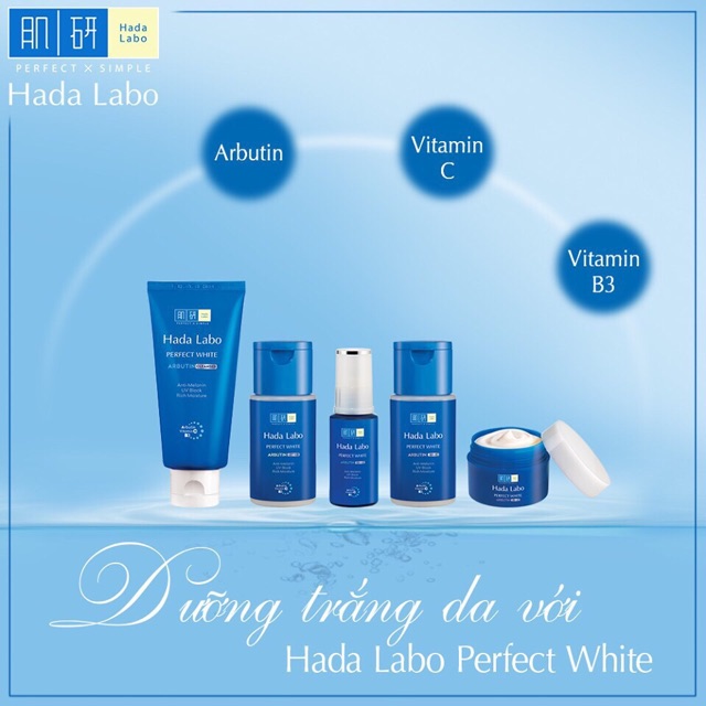 Bộ sản phẩm dưỡng trắng Hada Labo Perfect White