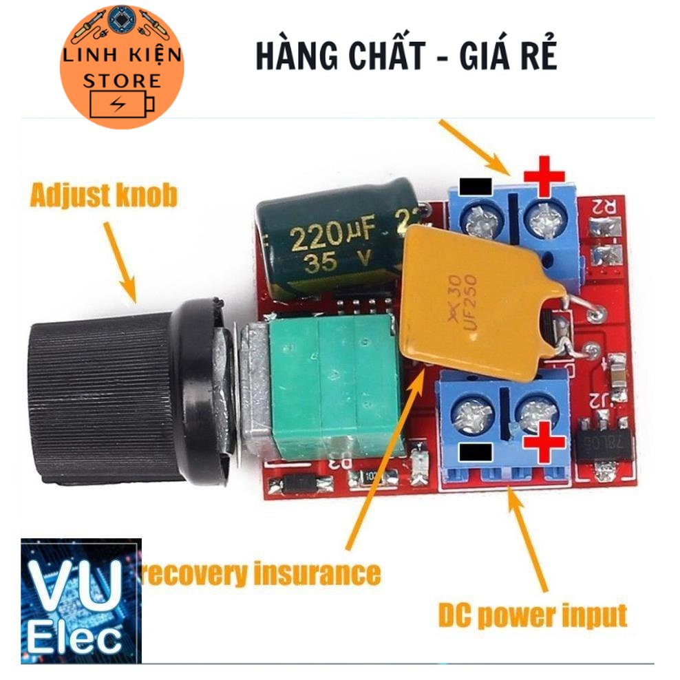Dimmer DC3-24V 5A - Điều tốc động cơ, quạt Dc