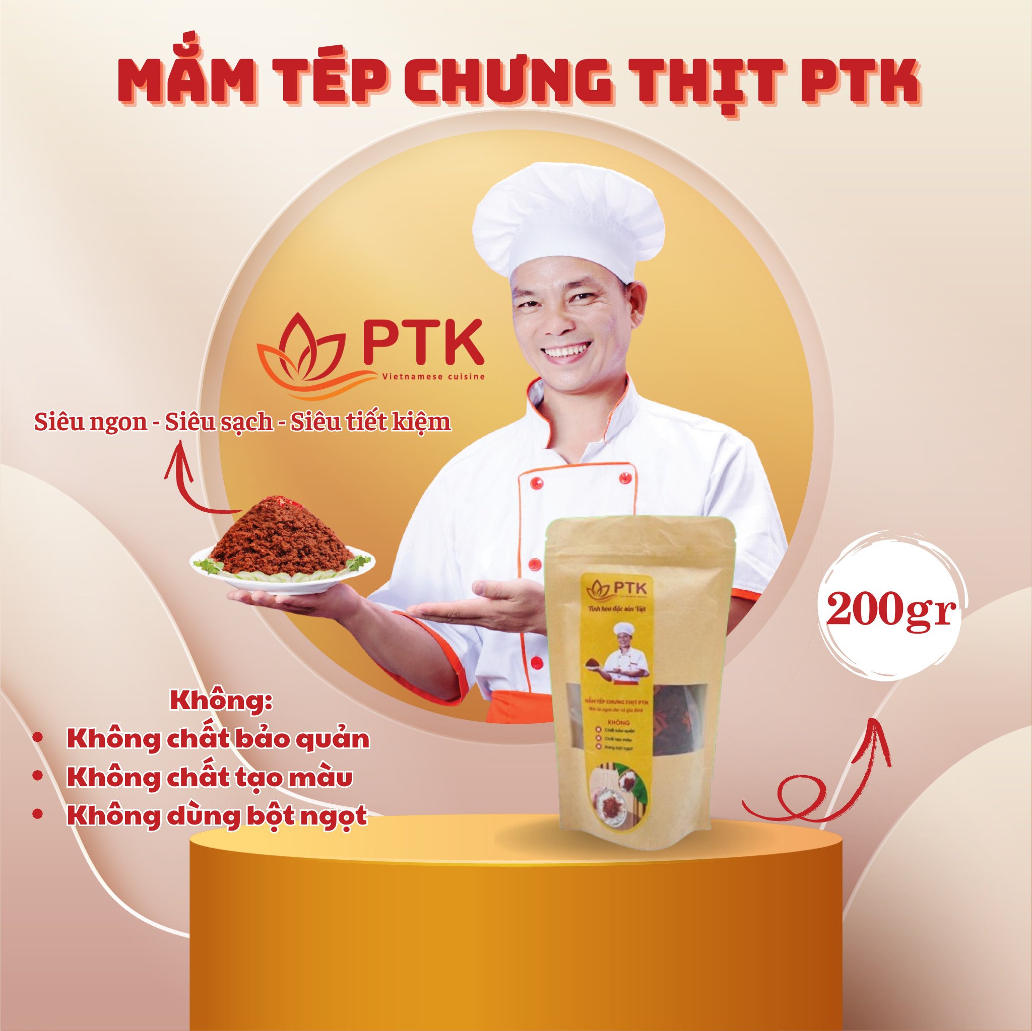 Mắm tép chưng thịt ptk túi 200gr
