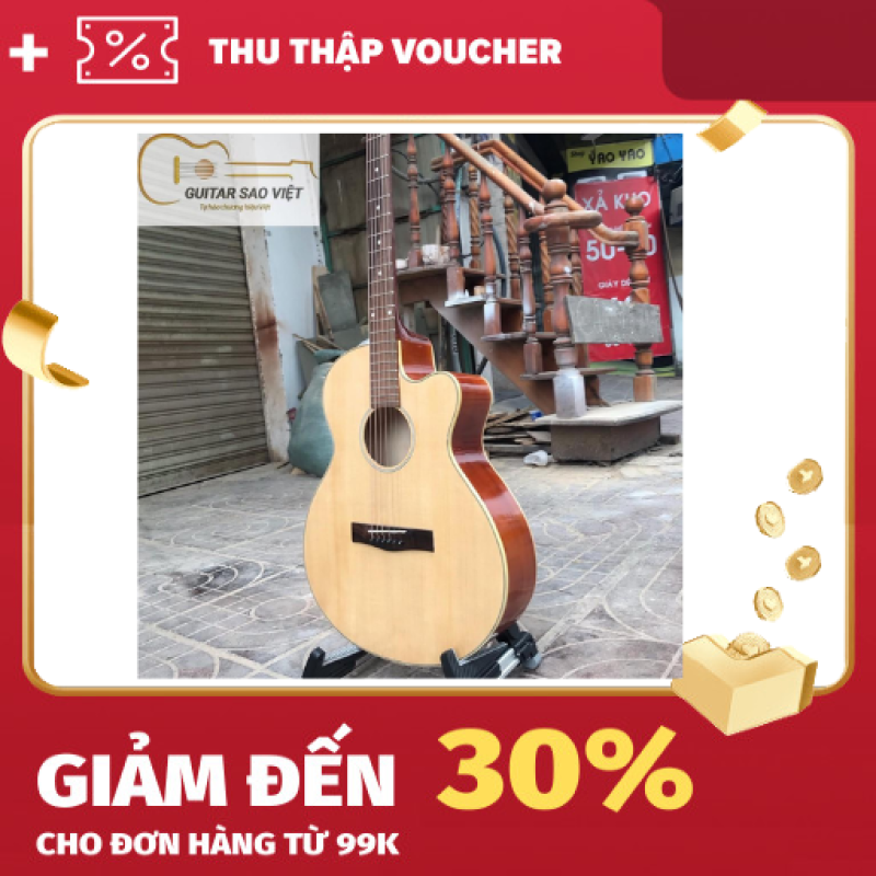 Đàn guitar acoustic giá rẻ có ty chỉnh cần Việt Nam mặt gỗ thông, dễ sử dụng cho người mới tập SV-01 (bảo hành 12 tháng)