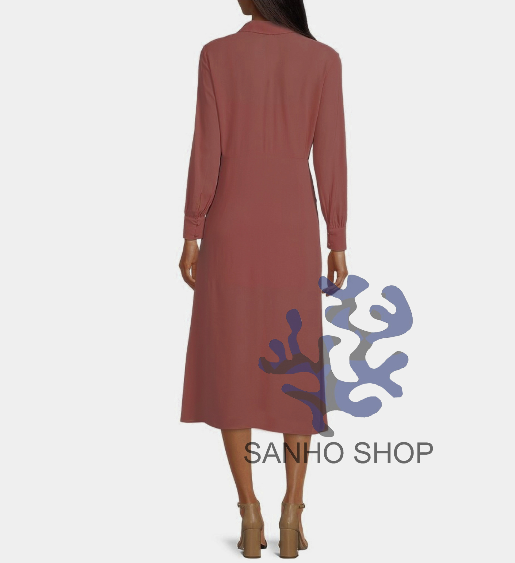 ĐẦM TED BAKER SƠ MI TAY DÀI CỔ TRỤ