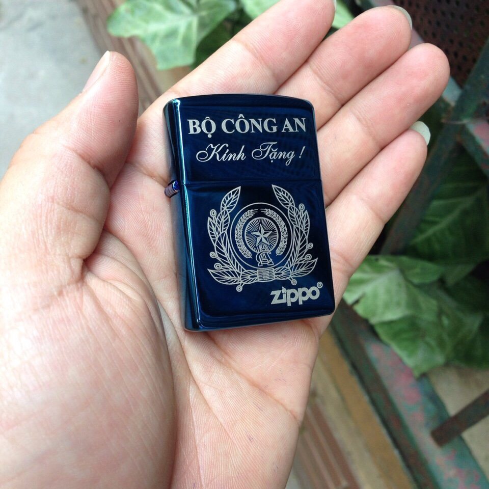 [HCM]Zippo Khắc Laze Logo Bộ Công - An Xanh