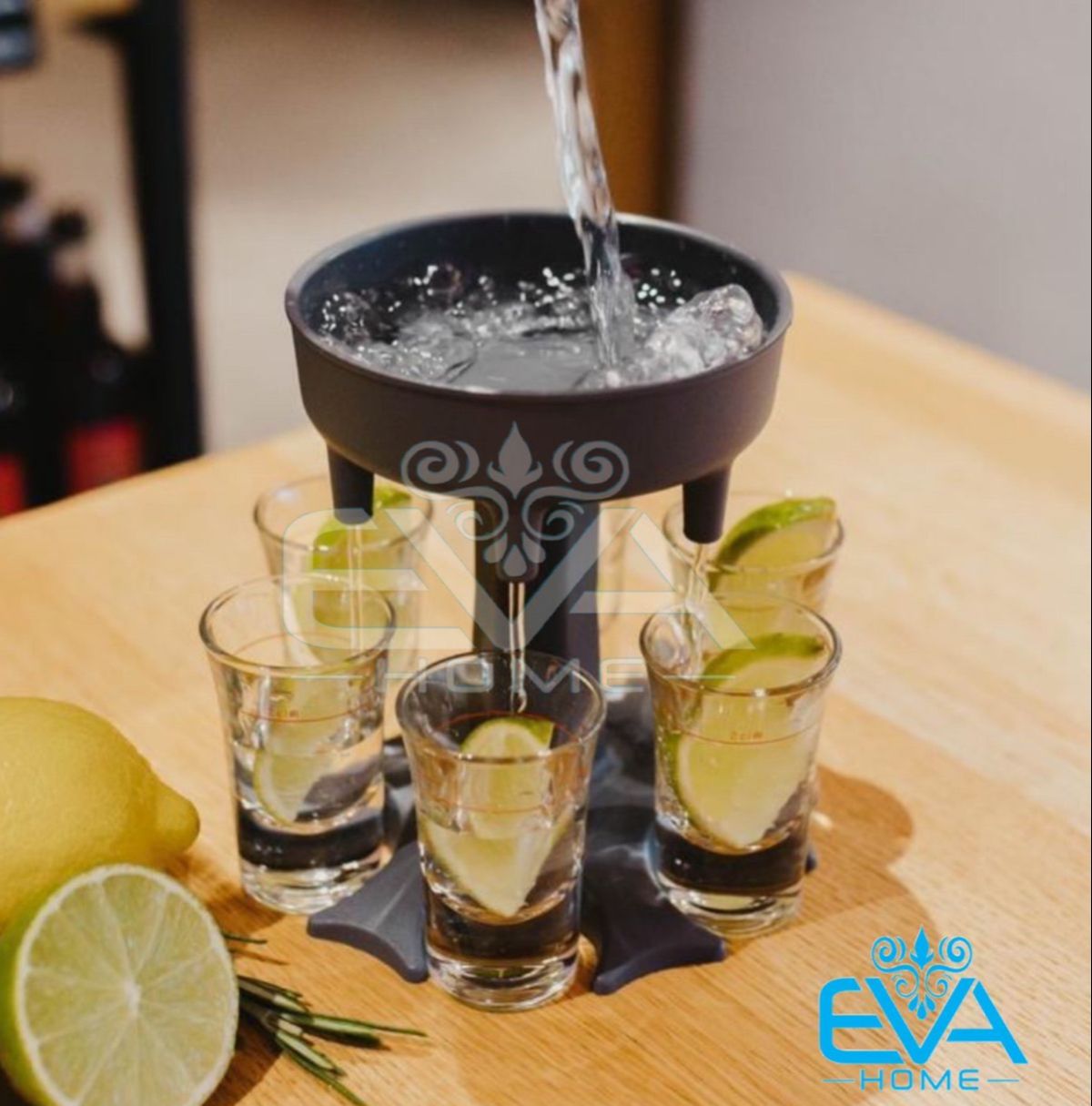 [HCM]Tháp Chia Rượu Kèm 6 Ly Rượu Shot Thuỷ Tinh Cao Cấp / 6 Shot Glass Dispenser And Holder M3350