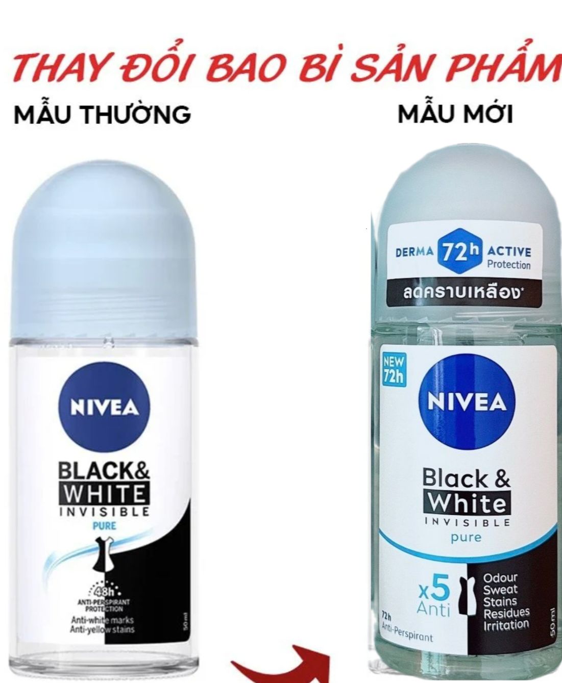 [HCM]Lăn khử mùi Nivea Invisible For Black & White 50ml