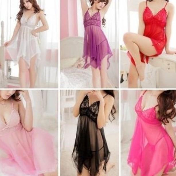 (Big size - Ảnh Thật kèm - Có nhiều màu ) Set Váy ngủ sexy + quần chip lọt khe 001 Siêu Sexy