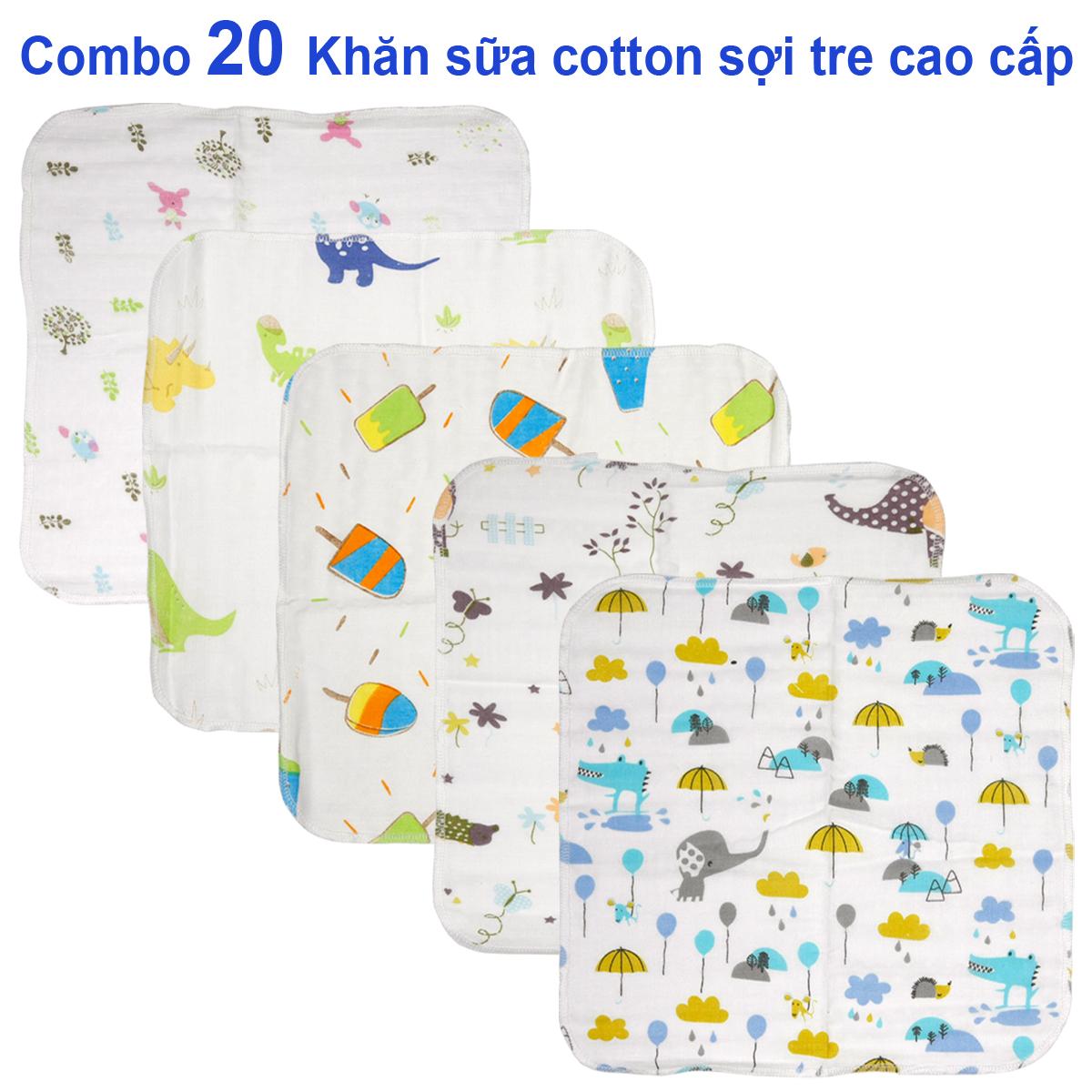 Combo 20 khăn sữa khăn xô cotton sợi tre cao cấp an toàn cho trẻ sơ sinh ( ảnh thật) - KIBA.shop - đồ cho trẻ sơ sinh