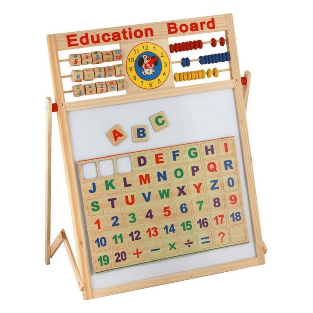 Bảng viết thông minh Edu chữ và số nam châm 2 mặt - đồ chơi giáo dục bằng gỗ