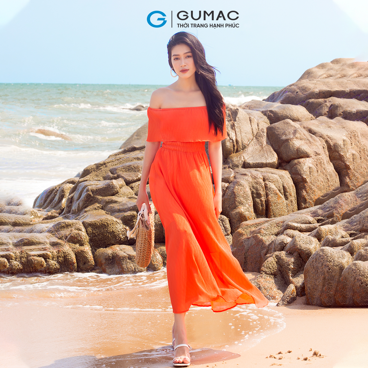 Đầm maxi trễ vai gumac dd05031