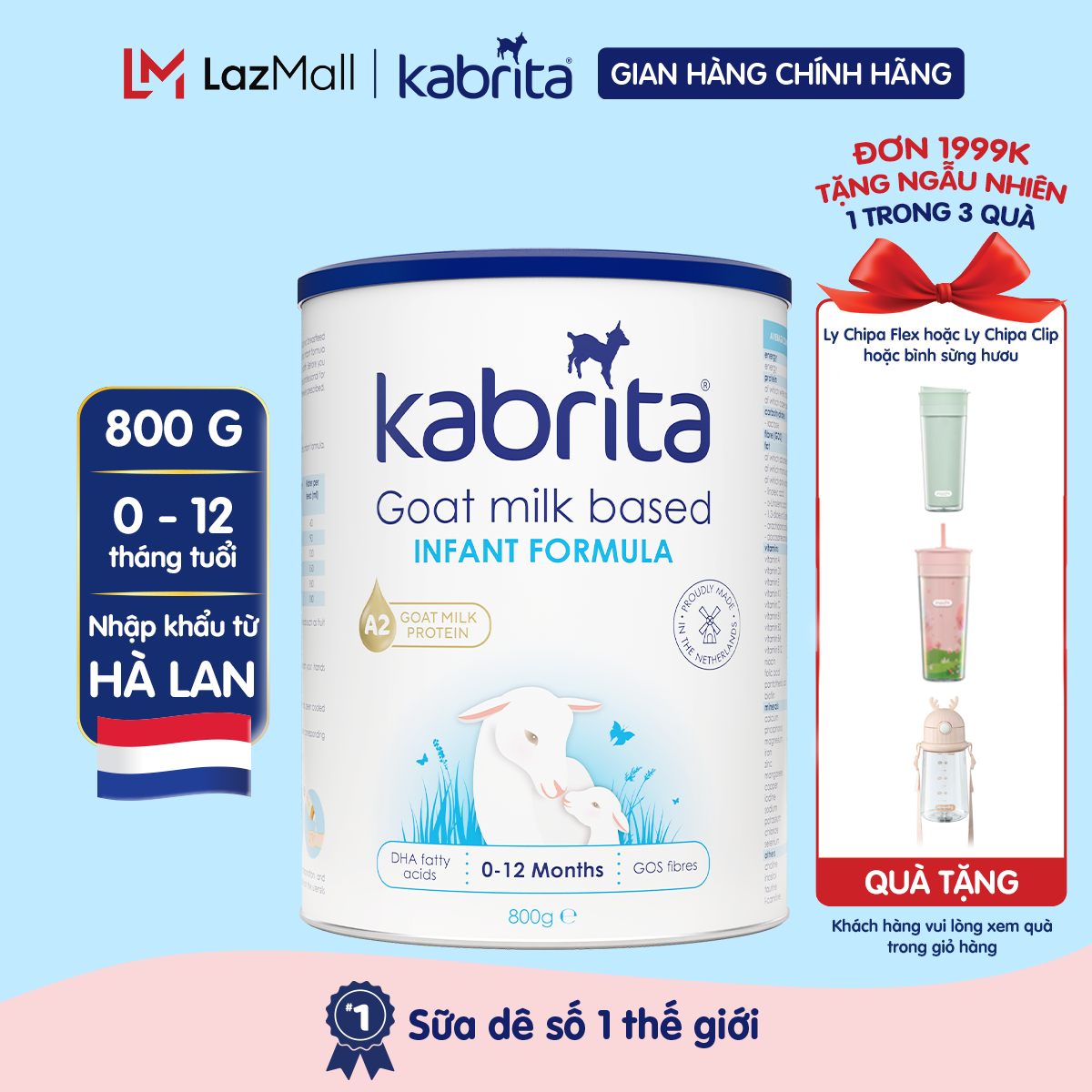 Sữa dê Kabrita cho trẻ từ 0-12 tháng - Lon 800g