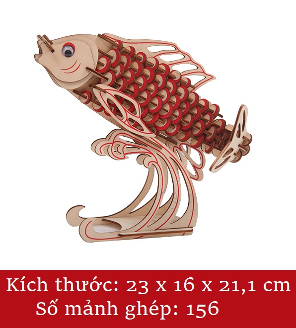 Đồ chơi lắp ráp 3D gỗ mô hình cá chép vượt vũ môn cắt laser