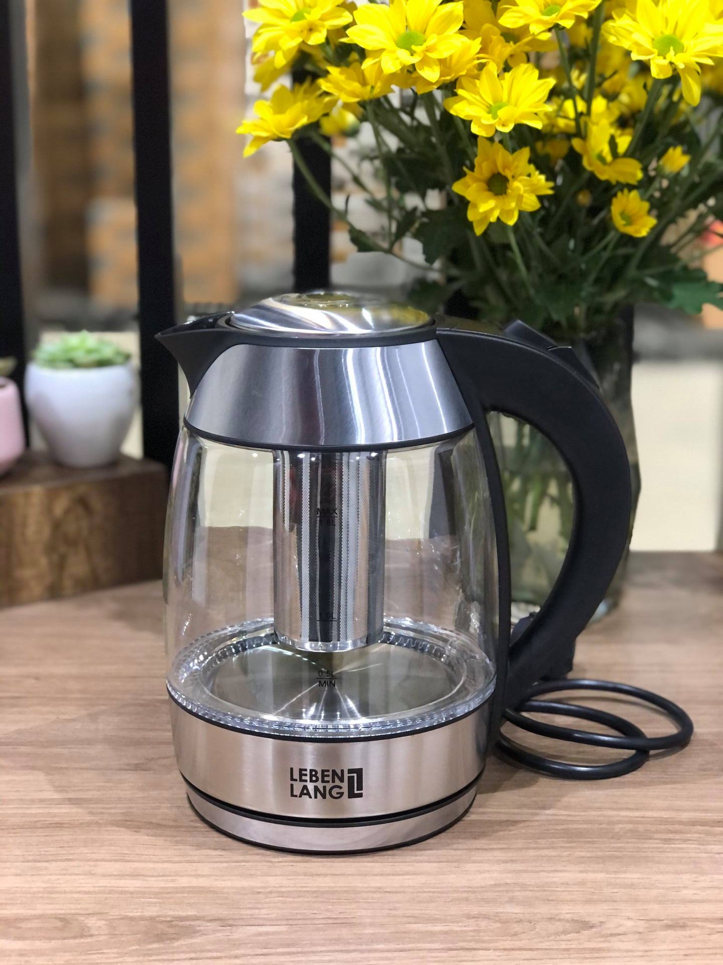 Ấm siêu tốc 1.8l leben lang kèm lõi lọc inox - lbe2819