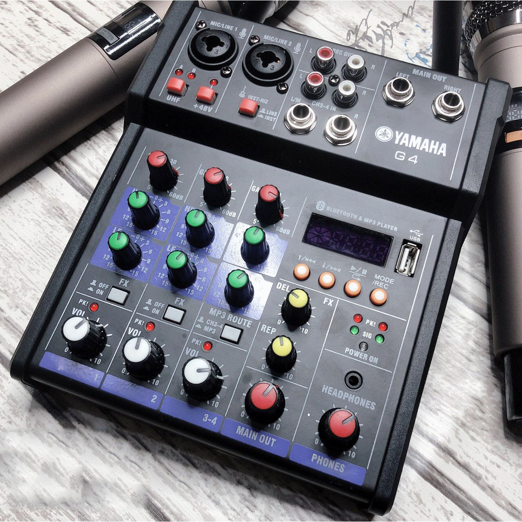 Bộ Mixer Livetream Yamaha G4 (Tặng kèm 2 Micro cao cấp , Dây AV ra Jack 3.5 dài 2m)