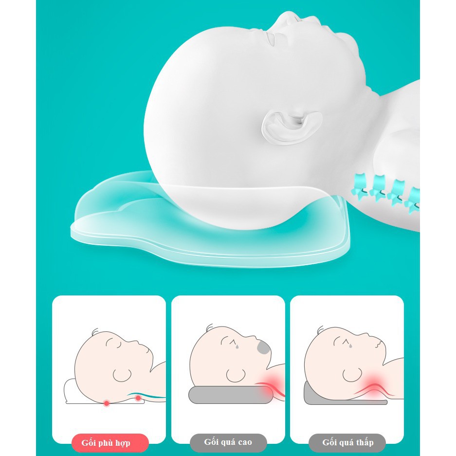 GỐI CAO SU MỀM CHỐNG MÓP ĐẦU CHO BÉ