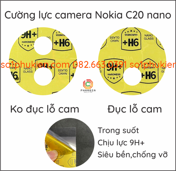 Cường lực camera Nokia C20 nano siêu bền