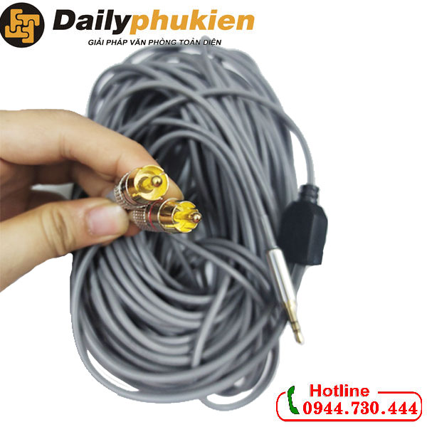 Dây loa 3.5mm sang 2 đầu AV dài 30m