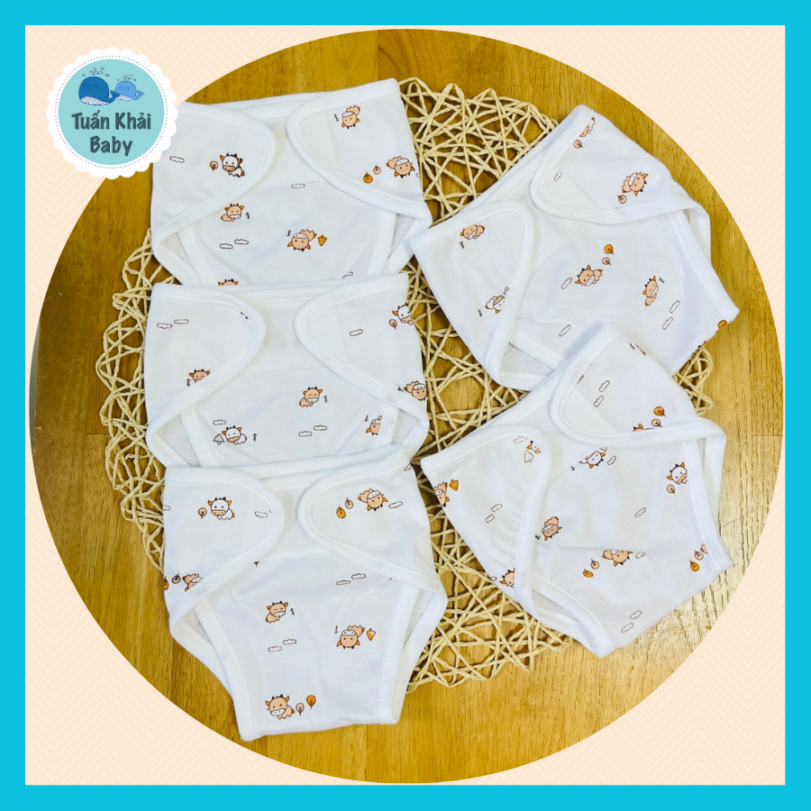 Set 5 Tã Vải Sơ Sinh CUNCON Sweetie cho bé trai, bé gái | Size 1,2,3 cho bé sơ sinh -9kg | Chất vải cotton mềm, mịn, miếng dán mềm