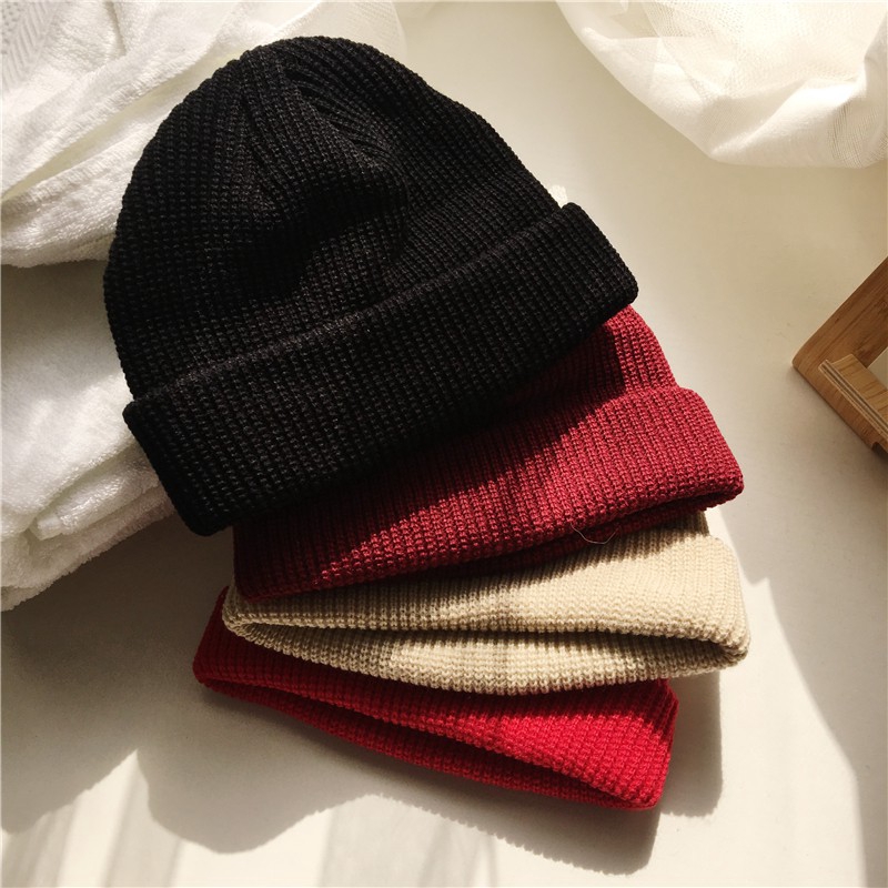 Nón Len Beanie Màu Trơn Unisex Hip Hop