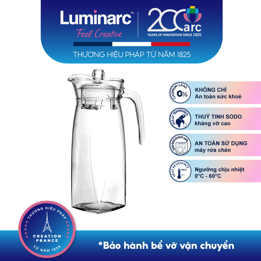 Bình Nước Thuỷ Tinh Luminarc Flame 1.3L - LUBIJ8535